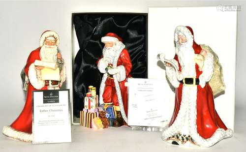 Three Royal Doulton figures with a Father Christmas theme, HN3399 Father Christmas signed by Michael