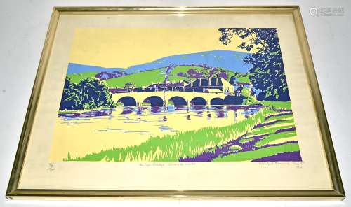 Winifred Francis (1915-2005 Welsh), a limited edition artist's print in psychedelic colours 'Wye
