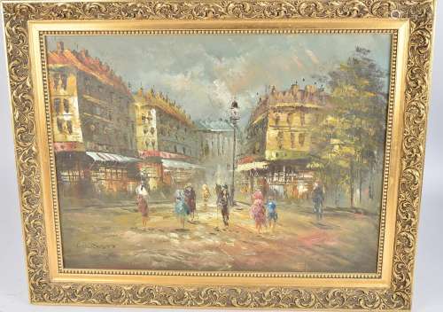 A Continental street scene oil on board, signed H. Burnett to lower left, framed internal