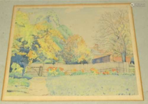 John Bensusan-Butt (1911-1997), Autumn in Lewis's Gardens Colchester', 23m x 25.5cm