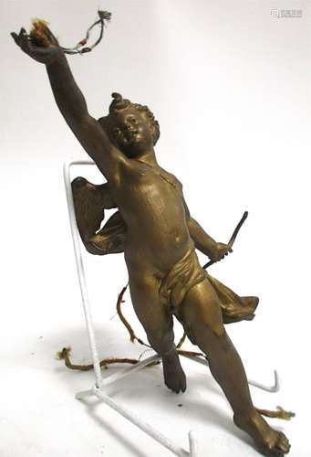 A late 19th Century bronze study of Cupid, with wires for hanging,