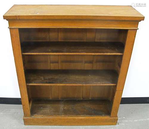 A 19th Century oak open bookcase, two adjustable shelves, raised on a plinth base, 91cm x 29cm x