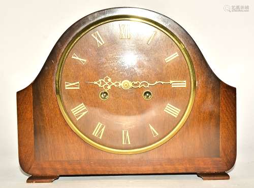 A Smiths Enfield mahogany cased mantle clock, with gilt Roman numerals, height 23.5cm