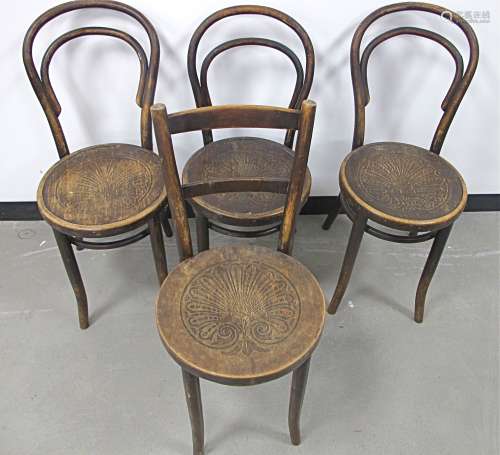 Three 19th Century Thornet No 14 design bentwood chairs by Mundus and Kohn Ltd, sold with a