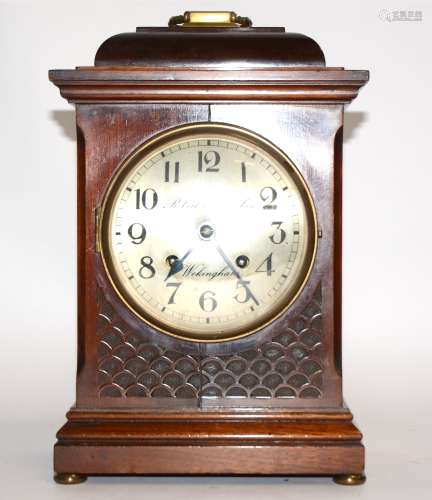 A Regency mahogany eight day movement bracket clock, from Robert E. Hogben, the silvered round