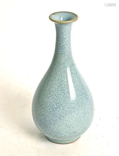 A Chinese Song style vase, of ovoid shape, with long neck and crackleware glaze, former collector'