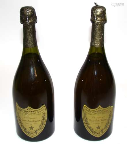 A pair of bottles of Moet et Chandon Eperney France, Champagne Cuvee Dom Perignon, c1971, both