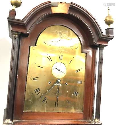 A Victorian mahogany long case clock, having brass dial with subsidiary, marked C. Fawkes, and, Ply'