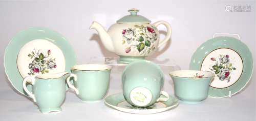 A mid 20th Century Clarice Cliff for Royal Staffordshire tea for two part set, with teapot, saucers,
