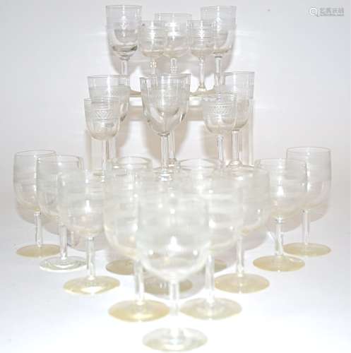 A small quantity of 19th Century and later drinking glasses, all with etched spiral twist