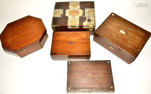 An early 20th Century oak canteen cutlery box, 33cm x 37cm, together with a collection of other