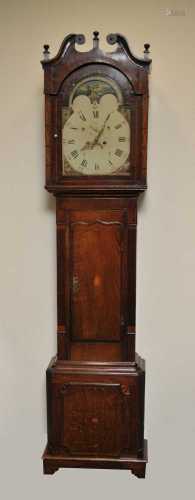 A 19th century oak and mahogany veneered longcase clock, with a 14