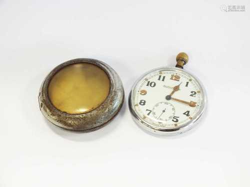 A Jaeger Le Coultre chromium plated military pocket watch