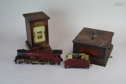 A mahogany cased Railway station signal lamp, together with a similar case and a scratch-built model