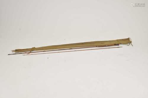 A late 19th / early 20th century Foster's three-sectional split-cane fishing rod