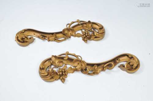 A late 19th century gilt carved oak two-sectional pelmet / pediment, each section measuring 87 x