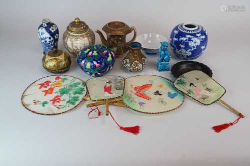 A small collection of Japanese and Chinese effects to include a small Japanese Satsuma teapot,