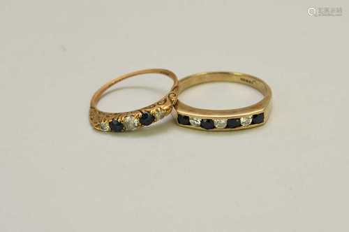 Two sapphire and diamond rings