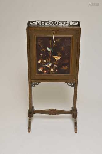 An unusual early 20th century Chinese lacquered and painted hall bureau or stationary cabinet, of