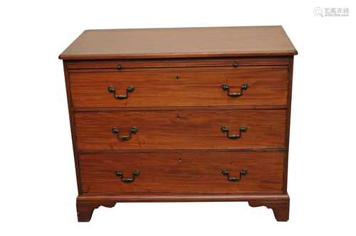 A late Victorian / Edwardian mahogany chest of three long graduated drawers, fitted throughout