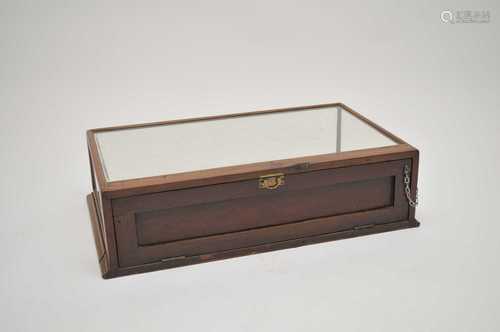 A small early 20th century mahogany framed table-top display case, 20cm high, 75 x 45cm.