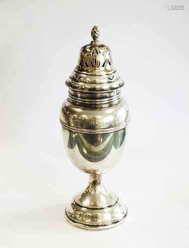 A silver sugar caster