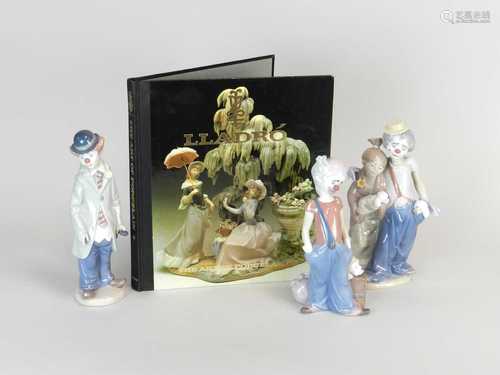 Three Lladro porcelain clown figures, including a 1996 Event Figures, tallest 22.5cm high,