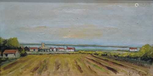 Two oil paintings including Shirley Carnt (British Contemporary), Waterside Hamlet