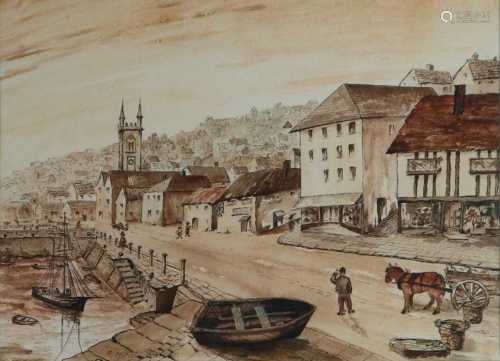 A McNeil-Wright (British 20th Century), Harbour Front St. Ives
