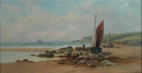 Frank Rawlings Offer (British 1847-1932), Sailboats on a Beach