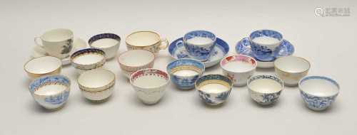A mixed collection of English tea and coffee wares late 18th and early 19th century comprising