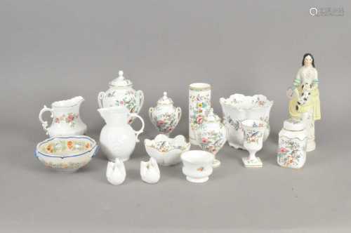 A mixed group of ceramics, to include Aynsley 'Pembroke' decorative vases and covers, tea caddy with