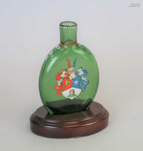 A Bohemian enamelled glass pilgrim flask