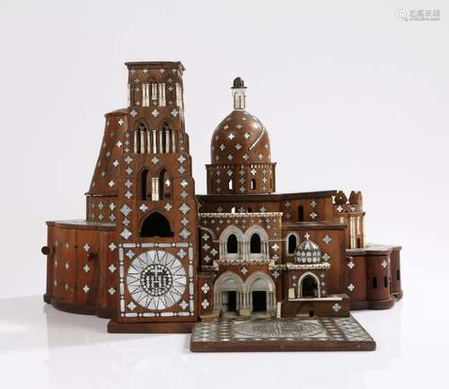 Rare 17th Century model of the Church of the Holy Sepulcher, Jerusalem, in olivewood, intricately