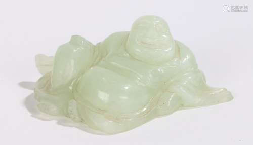 Chinese jade buddha, in a reclined position, 66mm diameter