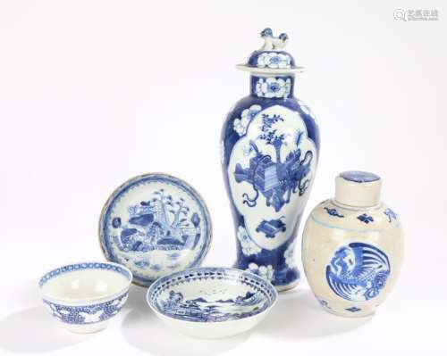 Chinese porcelain, to include a lidded vase and cover, 26cm high, four character mark, a Chinese jar