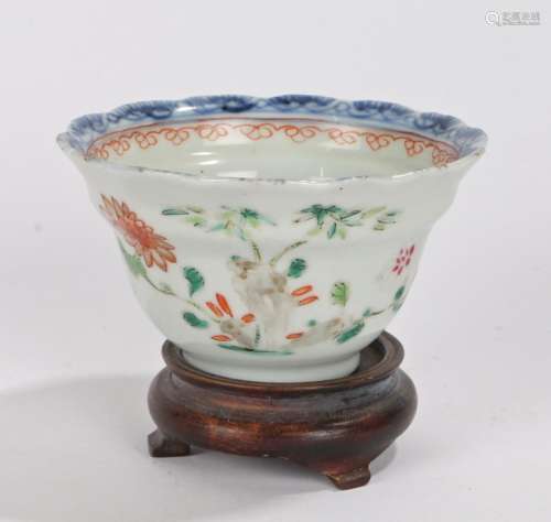 Chinese porcelain bowl, Qing Dynasty, with enamel decoration with a stork and flower decoration, 7.
