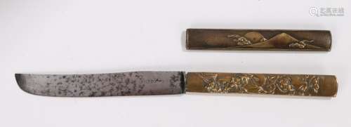 Two Japanese Kozuka, the first with monkeys the handle and a steel blade fitted, the second handle