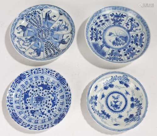 Chinese porcelain, to include a Qing Dynasty butterfly and flower dish, a dish with a central crab