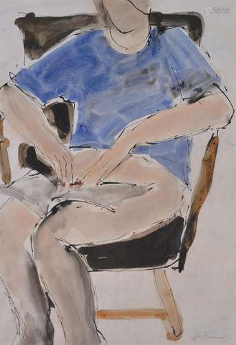 λ John Emanuel (British b. 1930) , Seated figure with book