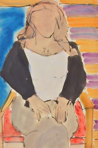 λ John Emanuel (British b. 1930) , Seated figure with hands in lap