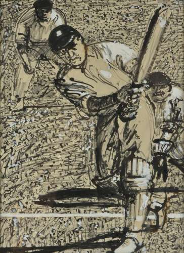 λ Ruskin Spear (British 1911-1990) , Colin Cowdrey at the wicket