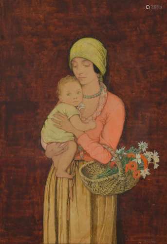 λ Dorothy Webster Hawksley (British 1884-1970) , The Flower Girl