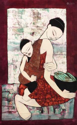 Kelyne (Vietnamese b. 1955) , Mother and child