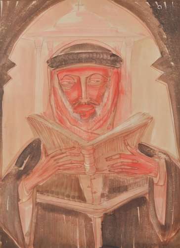 Ragheb Ayad (Egyptian 1892-1982) , The reading