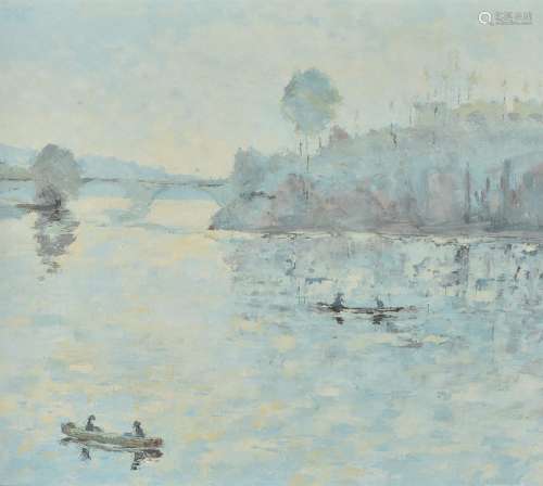 λ William Foreman (British b. 1939), Fishing on the Seine near Bonsecours