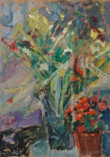 λ Kostas Loustas (Greek 1933-2014) , Still life with flowers