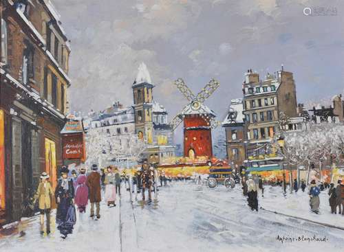 λ Antoine Blanchard (French 1910-1988) A winter's day at the Moulin Rouge, Paris