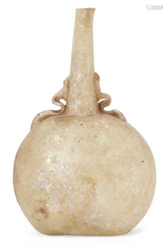 An Ayyubid or Mamluk glass sprinkler (Qum Qum), 13th century, the round body rising to slightly