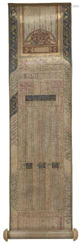 An Ottoman Ruznamah (calender for the year 1219AH) and a Qajar Ghubari talismanic scroll, Turkey and